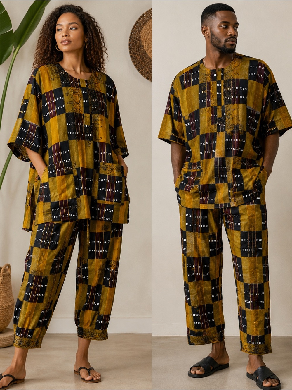 Unisex Advance Apparels Free Size Cotton African Print 2-Piece Tunic & Pants Set
